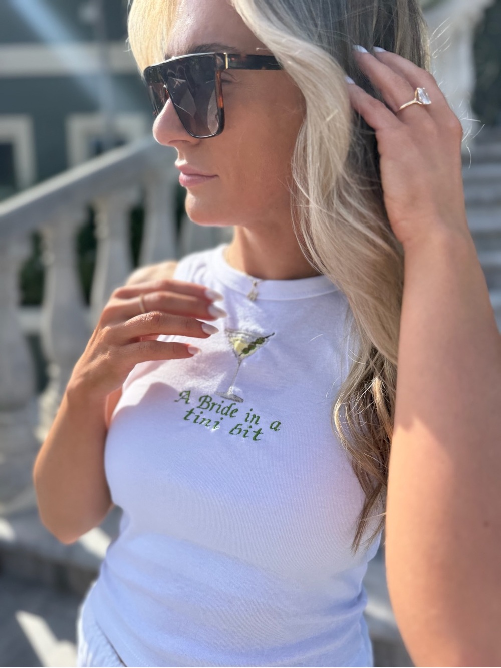 “A Bride in a tini bit” White Tank & Jogger Set - Picture 3 of 3